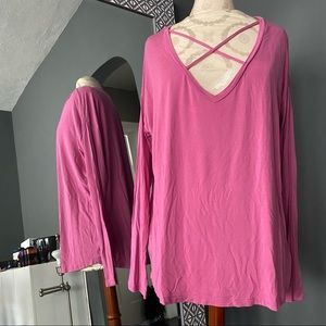 VS PINK Pink Super Soft Criss Cross Long Sleeve Top